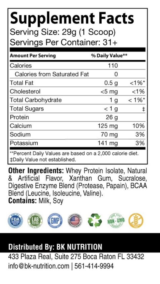100% Whey Isolate Protein Powder (Vanilla)